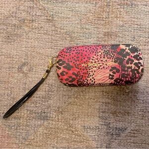 Betsy Johnson Animal Print Hardshell Glasses Case with Wrist Strap